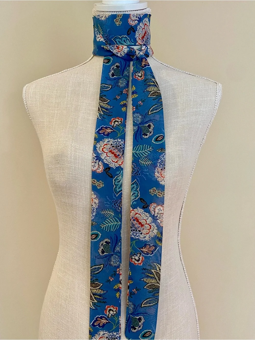Silk Floral Blue Long Skinny Scarf Free People Virginia Pony Scarf Style